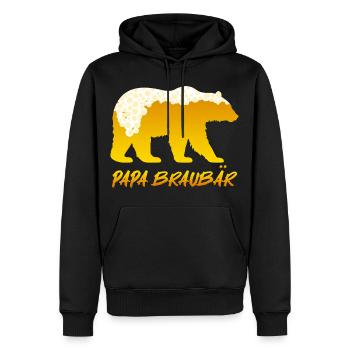 Bientôt PAPA OURS BRUN Père OURS BRUN Paternité Drôle - Sweat à capuche Premium bio Homme - noir - Devant - Nico (187cm)