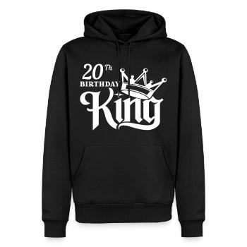 20th Birthday king - Men’s Premium Organic Hoodie - black - Front - Nico (187cm)