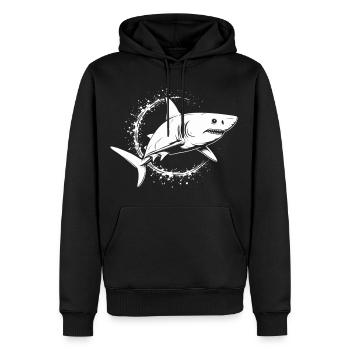 Hai Raubfisch Ozean Raubtier - Männer Premium Bio Hoodie - Schwarz - Vorne - Nico (187cm)