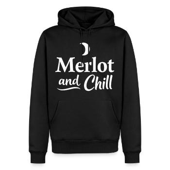 Merlot and Chill Wein Spruch gemütlich entspannen - Männer Premium Bio Hoodie - Schwarz - Vorne - Nico (187cm)
