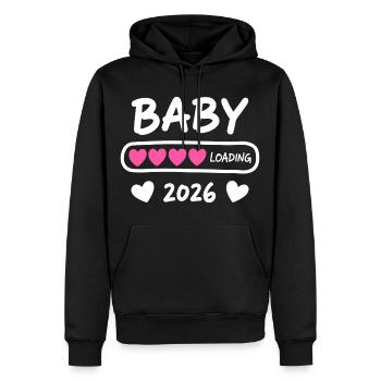 Baby Loading 2026 Schwangerschaft Eltern - Männer Premium Bio Hoodie - Schwarz - Vorne - Nico (187cm)