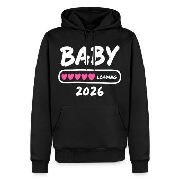 Baby Loading 2026 Schwangerschaft Eltern - Männer Premium Bio Hoodie - Schwarz - Vorne - Nico (187cm)