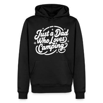 Juste un papa qui adore le camping Idée cadeau de papa - Sweat à capuche Premium bio Homme - noir - Devant - Nico (187cm)