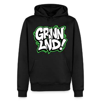 GRNNLND! Grönland Streetwear für Weltenbummler - Männer Premium Bio Hoodie - Schwarz - Vorne - Nico (187cm)