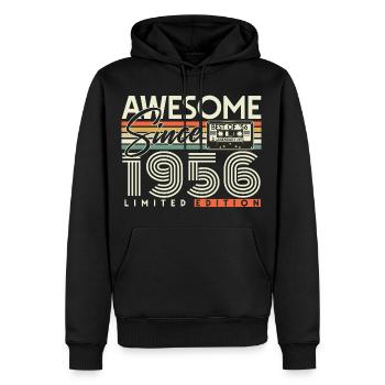 70e anniversaire 1956 Vintage Born Retro - Sweat à capuche Premium bio Homme - noir - Devant - Nico (187cm)