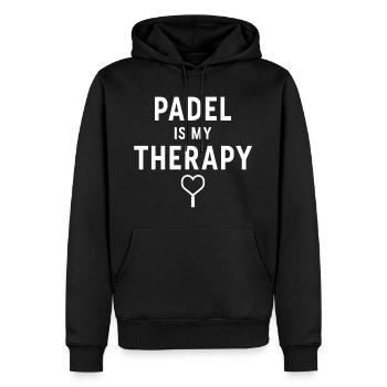 Padel est ma déclaration d’athlète de thérapie - Sweat à capuche Premium bio Homme - noir - Devant - Nico (187cm)
