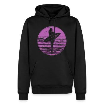 Surferin Retro Vintage Sonnenuntergang Strand - Männer Premium Bio Hoodie - Schwarz - Vorne - Nico (187cm)