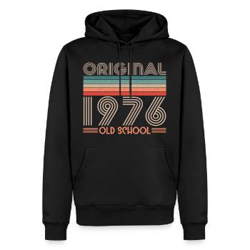 50e anniversaire original de l’old school de 1976 - Sweat à capuche Premium bio Homme - noir - Devant - Nico (187cm)