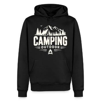 Camping, tente d’aventure en plein air en montagne - Sweat à capuche Premium bio Homme - noir - Devant - Nico (187cm)