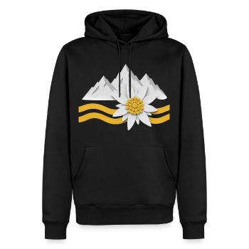 Montagnes des Alpes avec des fleurs d’Edelweiss Paysage naturel - Sweat à capuche Premium bio Homme - noir - Devant - Nico (187cm)