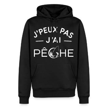 Pêche Humour Cadeau Passionné de Pêche - Sweat à capuche Premium bio Homme - noir - Devant - Nico (187cm)