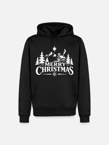 Merry Christmas Berghütte - Männer Premium Bio Hoodie - Schwarz