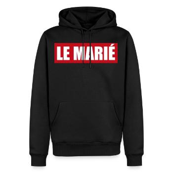 Le marié | cadeau de mariage | mariage - Sweat à capuche Premium bio Homme - noir - Devant - Nico (187cm)