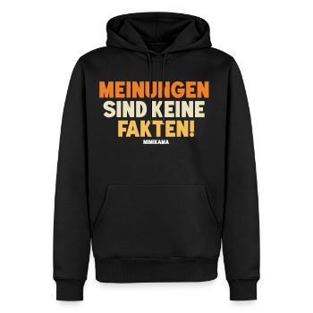 Meinungen vs. Fakten - Männer Premium Bio Hoodie - Schwarz - Vorne - Nico (187cm)
