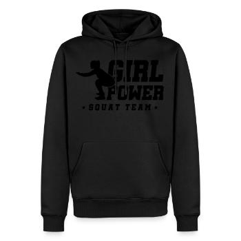 entraînement fitness femme - Sweat à capuche Premium bio Homme - noir - Devant - Nico (187cm)