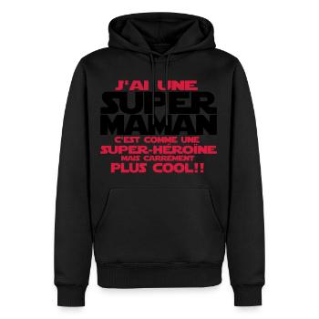 j'ai une super maman - Sweat à capuche Premium bio Homme - noir - Devant - Nico (187cm)