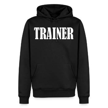 Entraîneur - Sweat à capuche Premium bio Homme - noir - Devant - Nico (187cm)