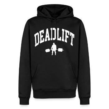 Soulevé de terre - Sweat à capuche Premium bio Homme - noir - Devant - Nico (187cm)