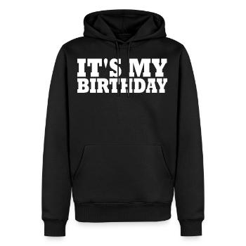 anniversaire - Sweat à capuche Premium bio Homme - noir - Devant - Nico (187cm)