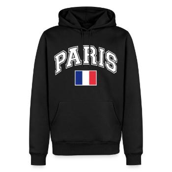 Drapeau de Paris - Sweat à capuche Premium bio Homme - noir - Devant - Nico (187cm)