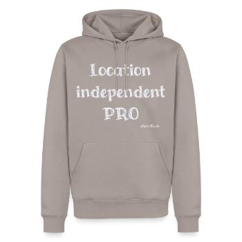 Location independent PRO - Men’s Premium Organic Hoodie - taupe - Front - Nico (187cm)