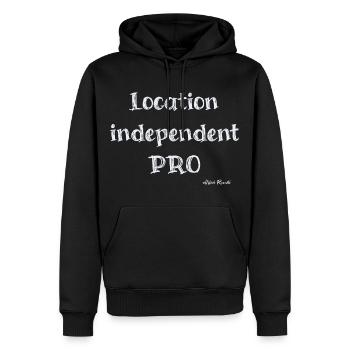 Ortsunabhängiger PRO - Männer Premium Bio Hoodie - Schwarz - Vorne - Nico (187cm)