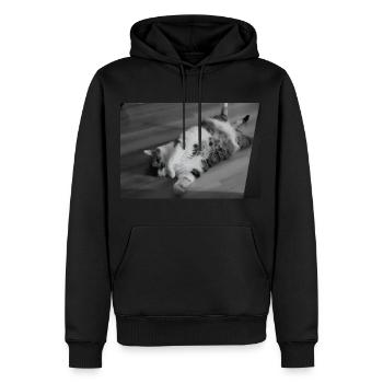 Chemise de nuit officielle Chat Pyjama Cat Maman Front - Sweat à capuche Premium bio Homme - noir - Devant - Nico (187cm)