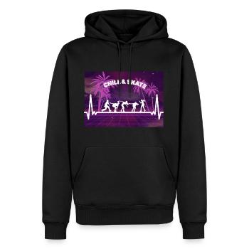 Inline Skate mit Herzschlag... - Männer Premium Bio Hoodie - Schwarz - Vorne - Nico (187cm)