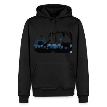 Viazoo Label Design Blues - Männer Premium Bio Hoodie - Schwarz - Vorne - Nico (187cm)