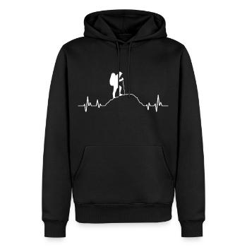 Randonneur Heartbeat Heartbeat Randonnée Alpiniste - Sweat à capuche Premium bio Homme - noir - Devant - Nico (187cm)