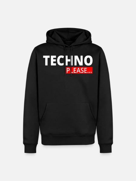 Techno - Techno musk - Rave - Techno please... - Männer Premium Bio Hoodie - Schwarz