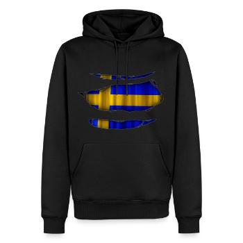 Sweden flag torn 017 - Men’s Premium Organic Hoodie - black - Front - Nico (187cm)