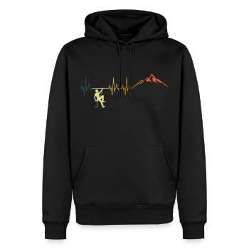 Rétro escalade Heartbeat Mountains Climber ECG - Sweat à capuche Premium bio Homme - noir - Devant - Nico (187cm)