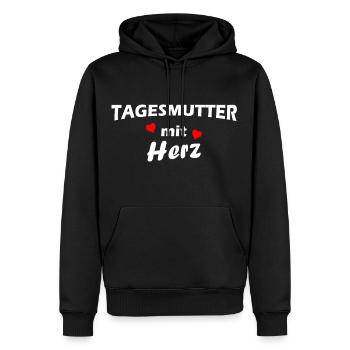 Tagesmutter mit Herz - weiß - Männer Premium Bio Hoodie - Schwarz - Vorne - Nico (187cm)