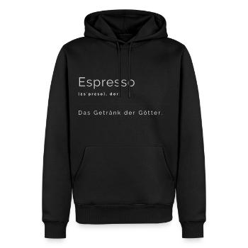 Espresso - Das Getränk der Götter - Männer Premium Bio Hoodie - Schwarz - Vorne - Nico (187cm)