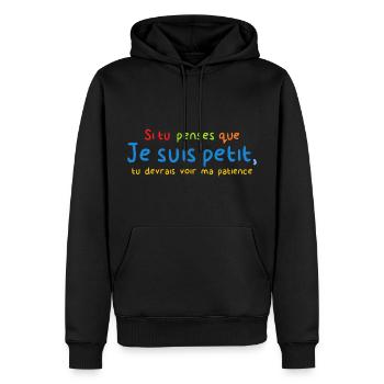 Patience Forte - Sweat à capuche Premium bio Homme - noir - Devant - Nico (187cm)