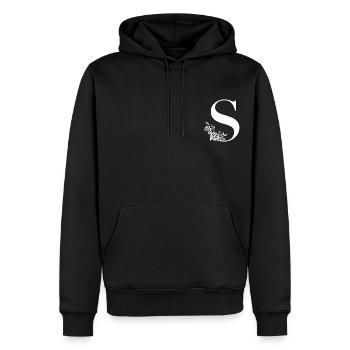Letter S - Men’s Premium Organic Hoodie - black - Front - Nico (187cm)