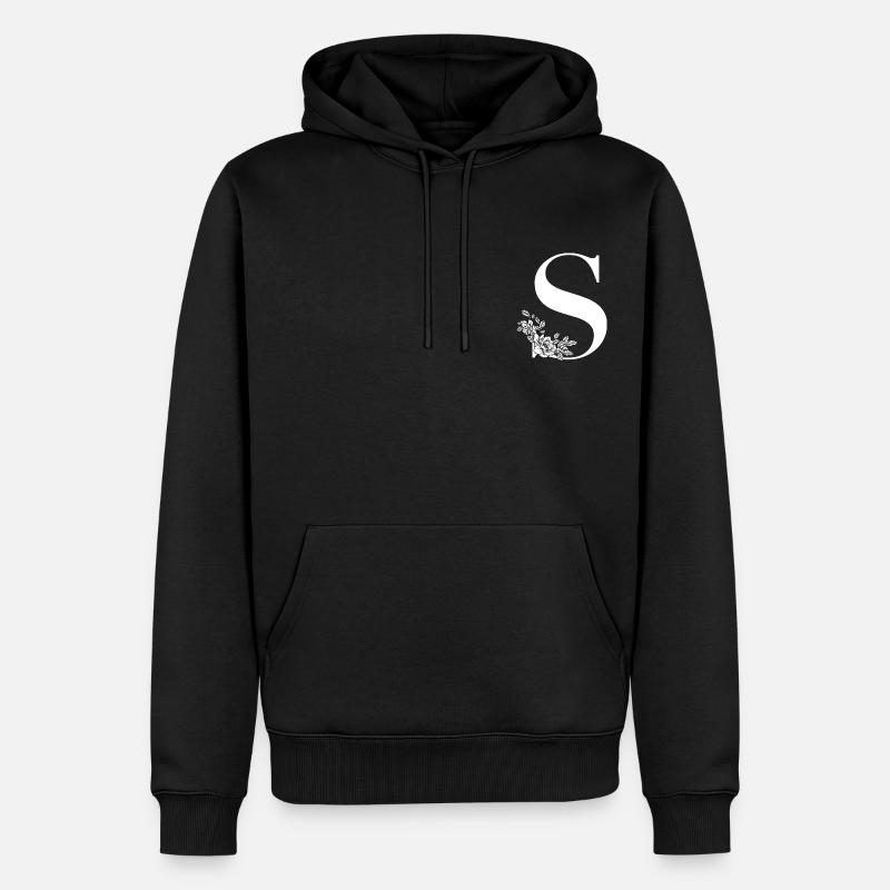 Lettre S - Sweat à capuche Premium bio Homme - noir