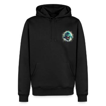 monstre vert foot - Sweat à capuche Premium bio Homme - noir - Devant - Nico (187cm)