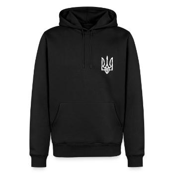 Ukrainian National Symbol _ Trysub _ Vintage Style - Männer Premium Bio Hoodie - Schwarz - Vorne - Nico (187cm)