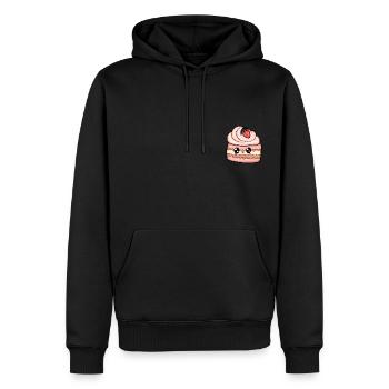 Délicieux morceau de gâteau aux fraises - Sweat à capuche Premium bio Homme - noir - Devant - Nico (187cm)