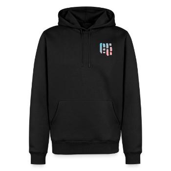 Motif de fragment de rayure avec dégradé - LOGO - Sweat à capuche Premium bio Homme - noir - Devant - Nico (187cm)