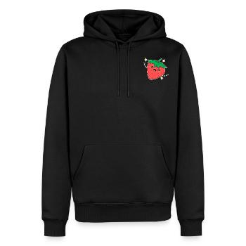 Kawaii strawberry - Men’s Premium Organic Hoodie - black - Front - Nico (187cm)