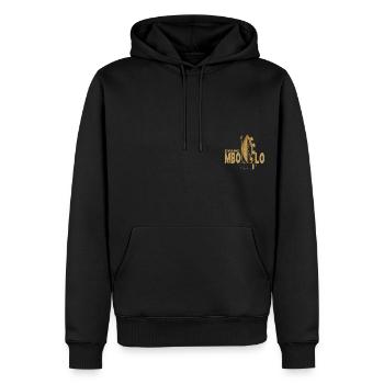 EKANG MBOLO GOLD - Männer Premium Bio Hoodie - Schwarz - Vorne - Nico (187cm)