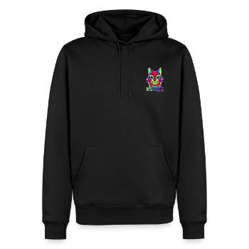 NICEmadcatTRASH - Männer Premium Bio Hoodie - Schwarz - Vorne - Nico (187cm)