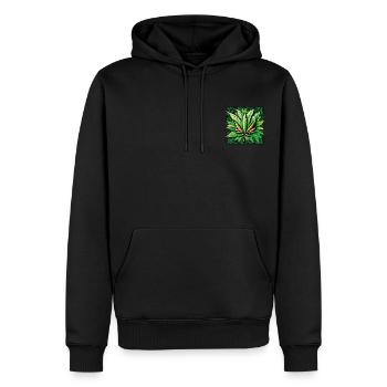 Cannabisblatt - Männer Premium Bio Hoodie - Schwarz - Vorne - Nico (187cm)