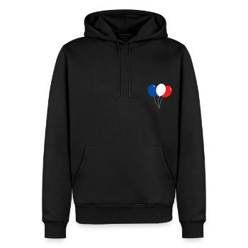 Bleu - Blanc - Rouge - Sweat à capuche Premium bio Homme - noir - Devant - Nico (187cm)