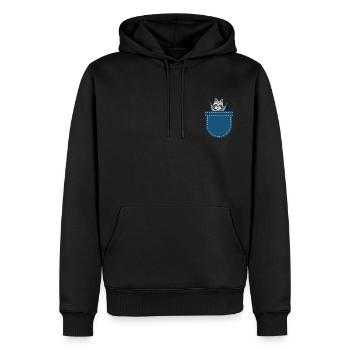 Waldtier Trash Panda Geschenk Brusttasche Waschbär - Männer Premium Bio Hoodie - Schwarz - Vorne - Nico (187cm)
