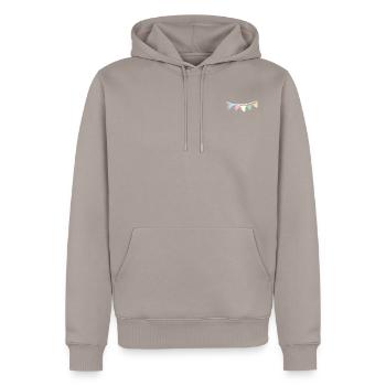 Wimpel Girlande _outline_white_pastel - Männer Premium Bio Hoodie - Taupe - Vorne - Nico (187cm)