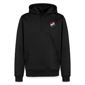 Hungary Flag - Brush Stripes - Men’s Premium Organic Hoodie - black - Front - Nico (187cm)